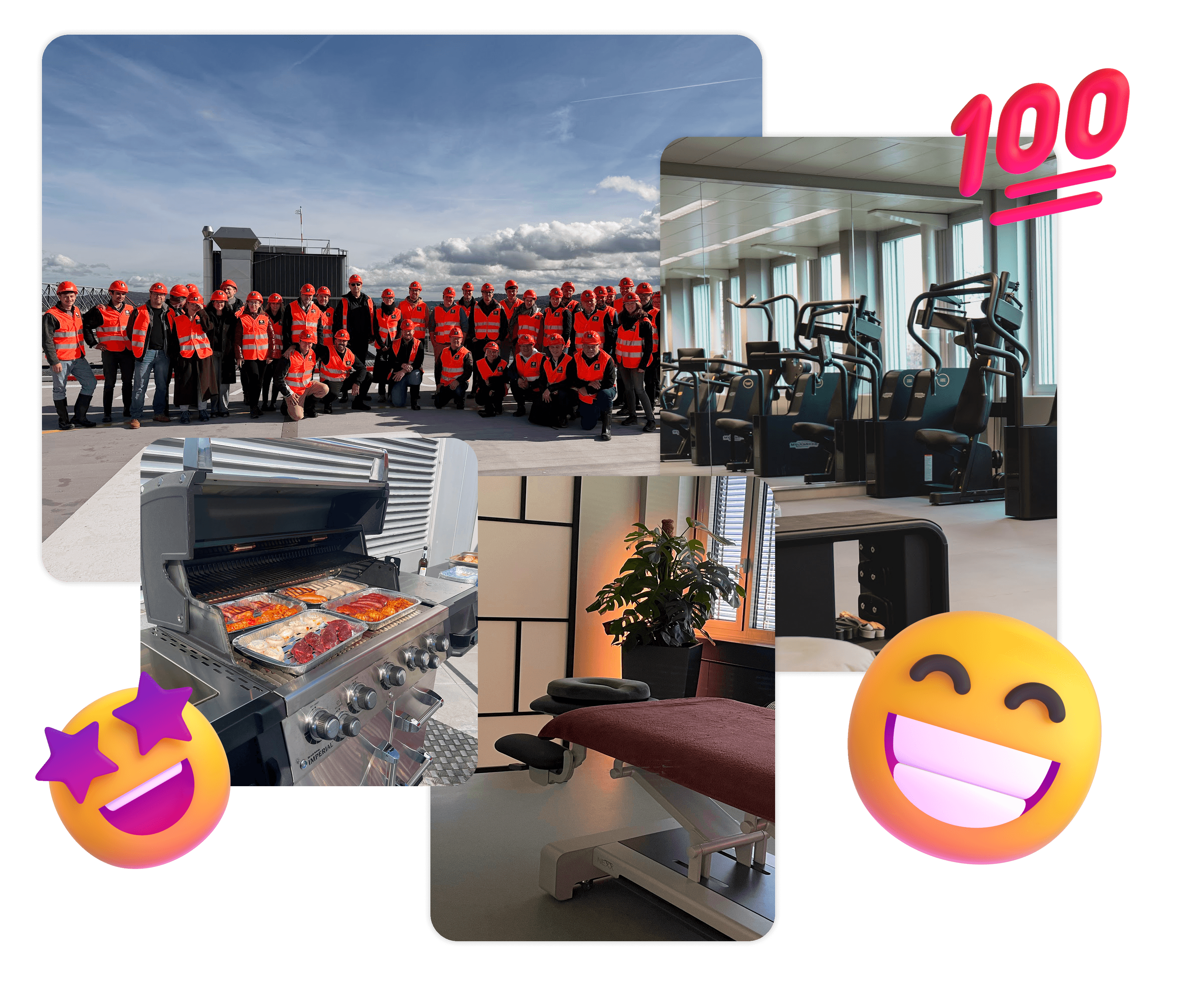 Teamfoto FlexBase und Mitarbeiter-Benefits Fitness, Massage, BBQ