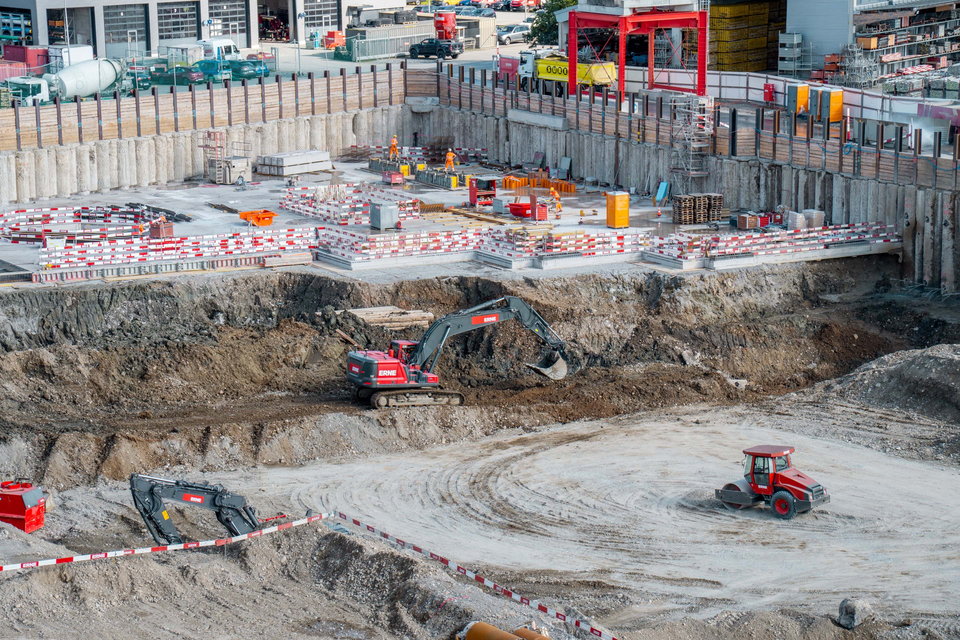 Foto der Baustelle, Deckelbauweise