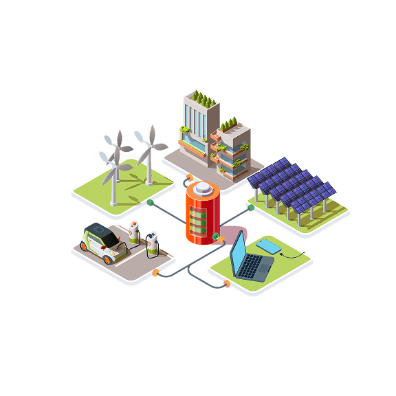 Isometrische Grafik Batteriespeicher